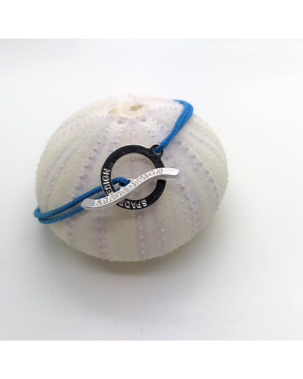 Cord Bracelet Clasp - Blue- Rhodium plated