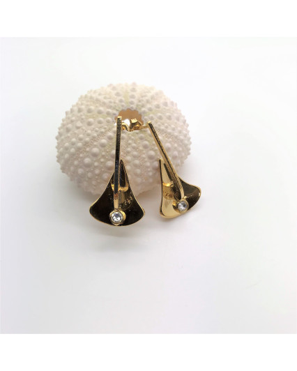 Gold plated mini Spade Anchor earrings