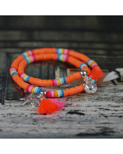 Duo de bracelets assortis Maman / Petite Fille - Orange
