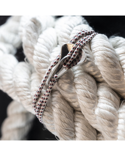 silver-plated gentlemen anchor bracelet - white/red