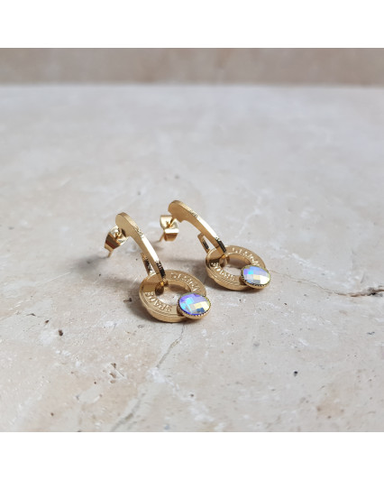 Creole earrings - gold - Swarovski crystal faceted