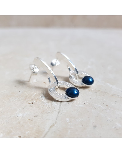 Creole earrings - silver plated - Swarovski petrol blue...