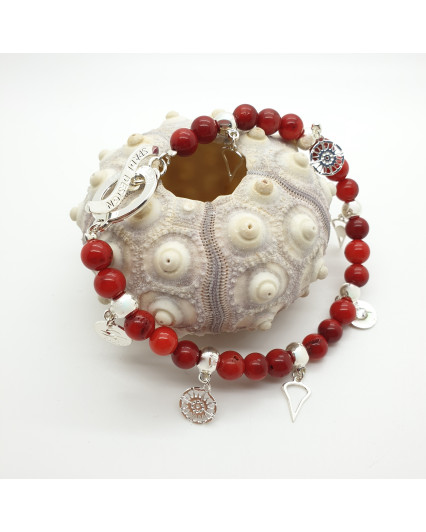 Silver plated bracelet with charms - corail