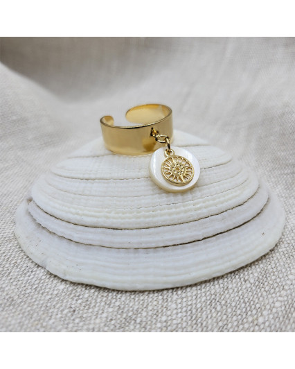 copy of Spade signet ring - gold - Swarovski white pearl