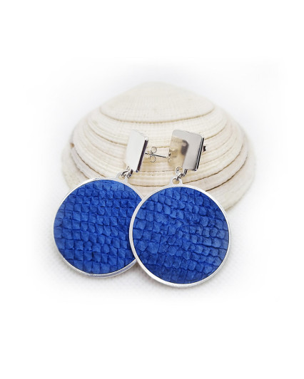 copy of Makaire earrings - silver plated - marine leather