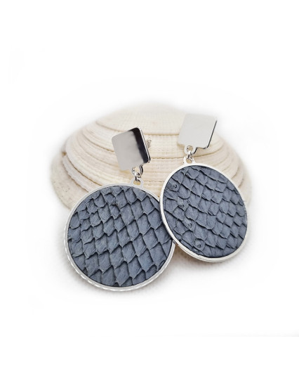 copy of Makaire earrings - silver plated - marine leather