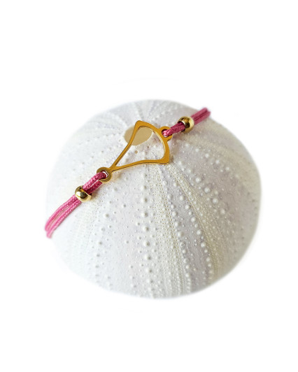 Minimalist cord bracelet - light pink - gold