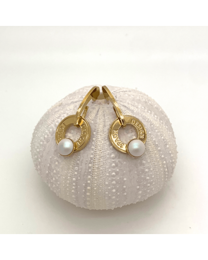 Creole earrings - gold - Swarovski white pearl