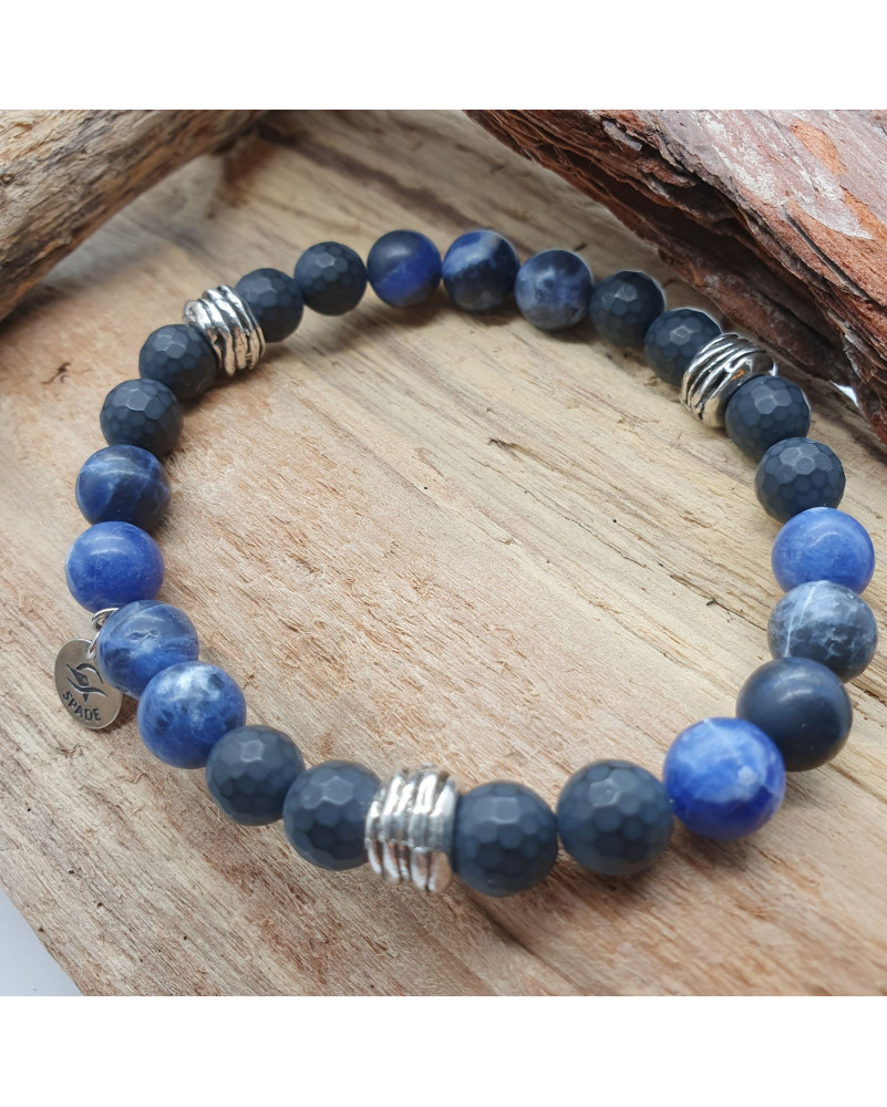 Bracelet Homme MARIN en perles naturelles bleu marine